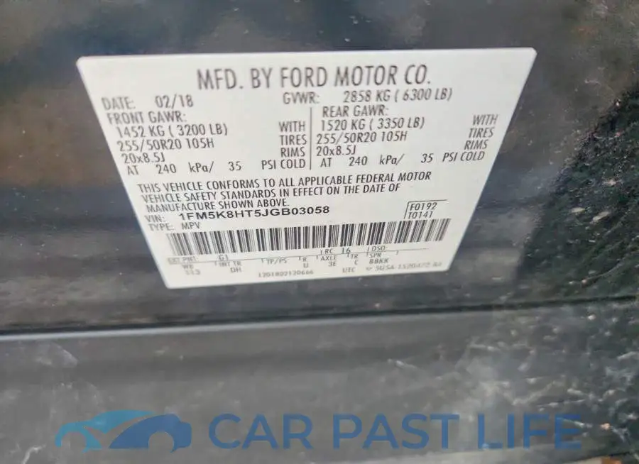 1FM5K8HT5JGB03058# 13