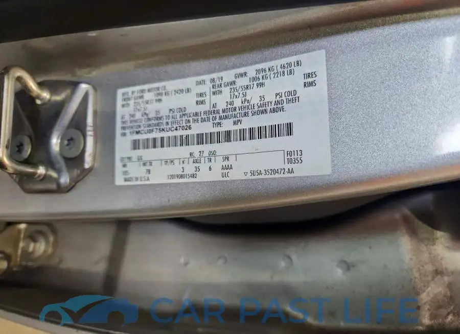 1FMCU0F75KUC47026# 13