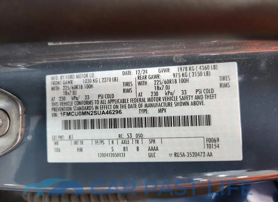 1FMCU0MN2SUA46296# 12