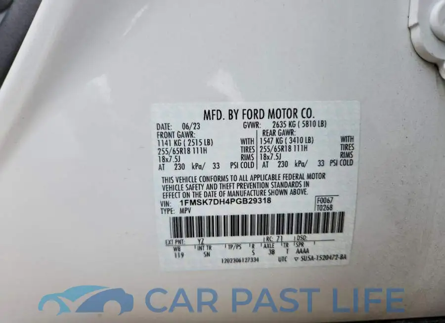 1FMSK7DH4PGB29318# 12