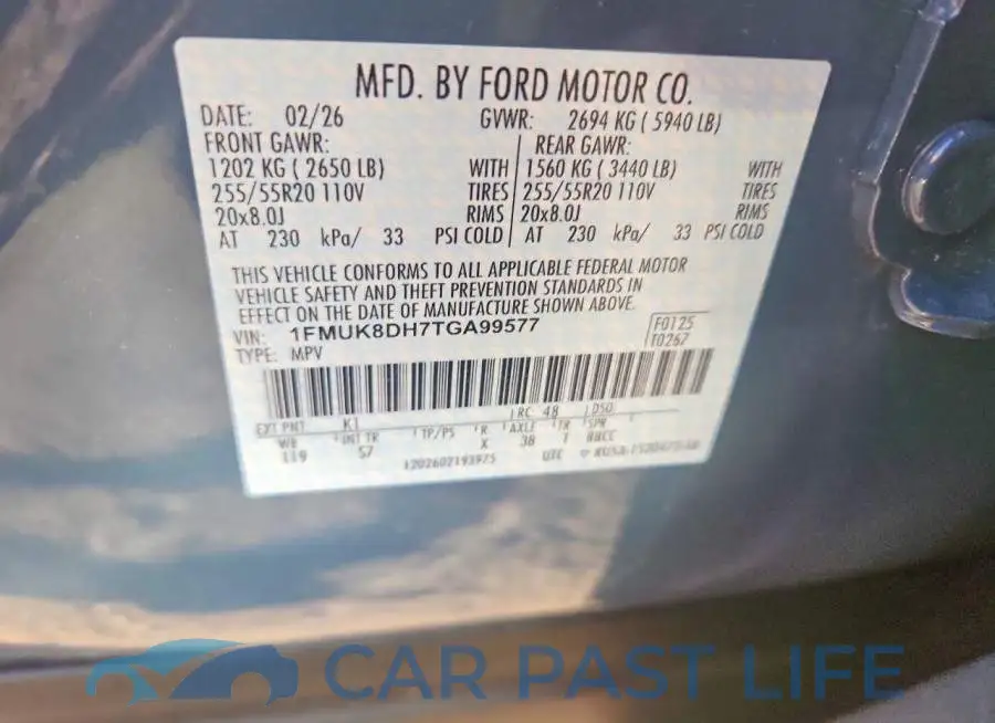1FMUK8DH7TGA99577# 13