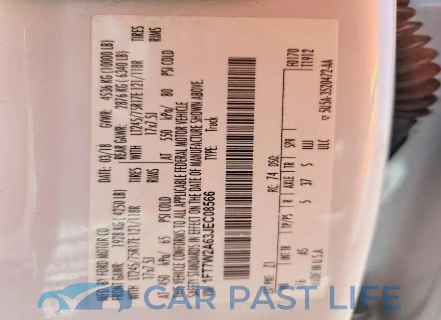 1FT7W2A63JEC08566# 12