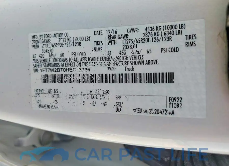 1FT7W2BT0HEC13786# 12