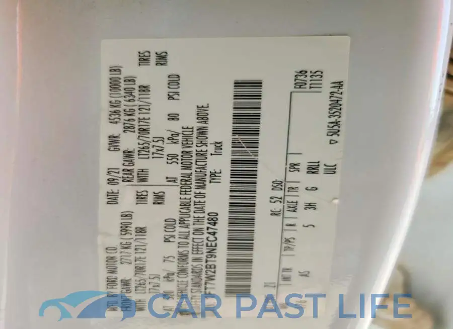 1FT7W2BT9NEC47480# 12