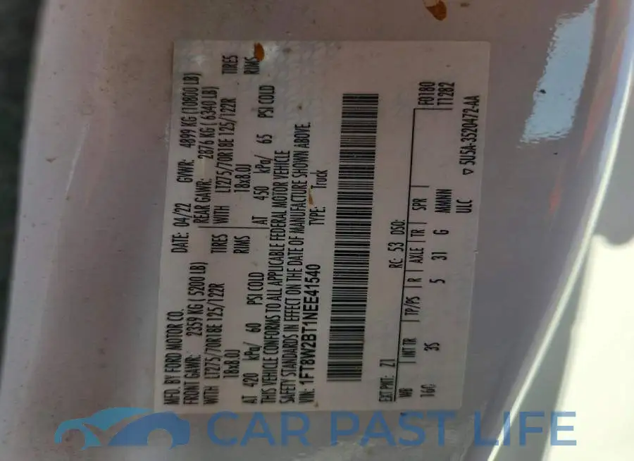 1FT8W2BT1NEE41540# 12