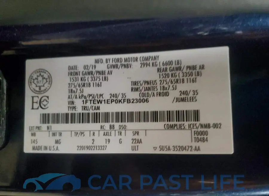 1FTEW1EP0KFB23006# 13