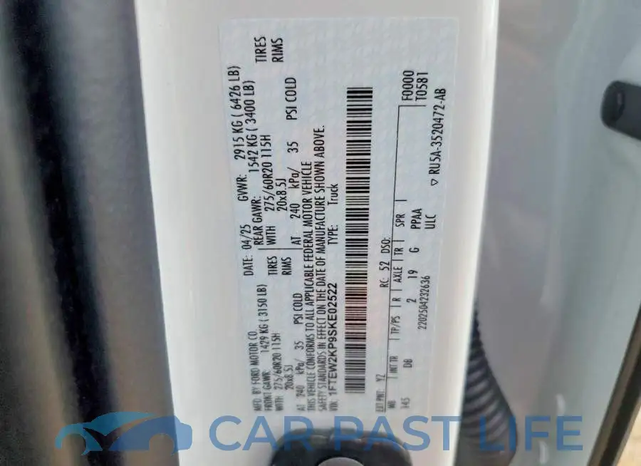 1FTEW2KP9SKE02522# 12