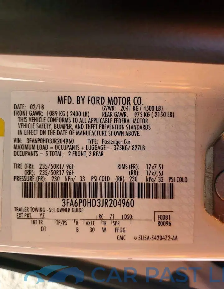 3FA6P0HD3JR204960# 12