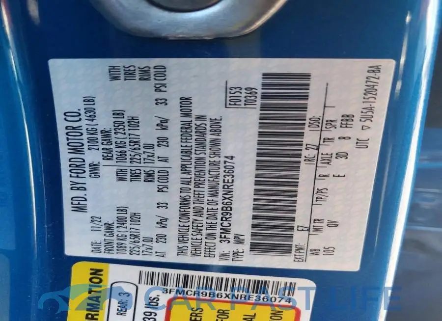 3FMCR9B6XNRE36074# 13