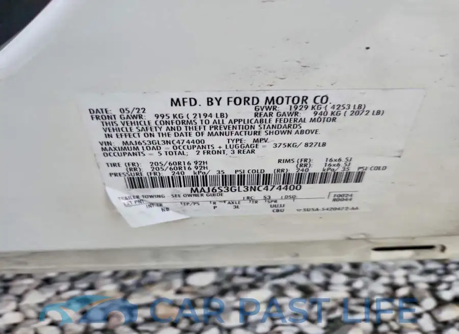 MAJ6S3GL3NC474400# 12