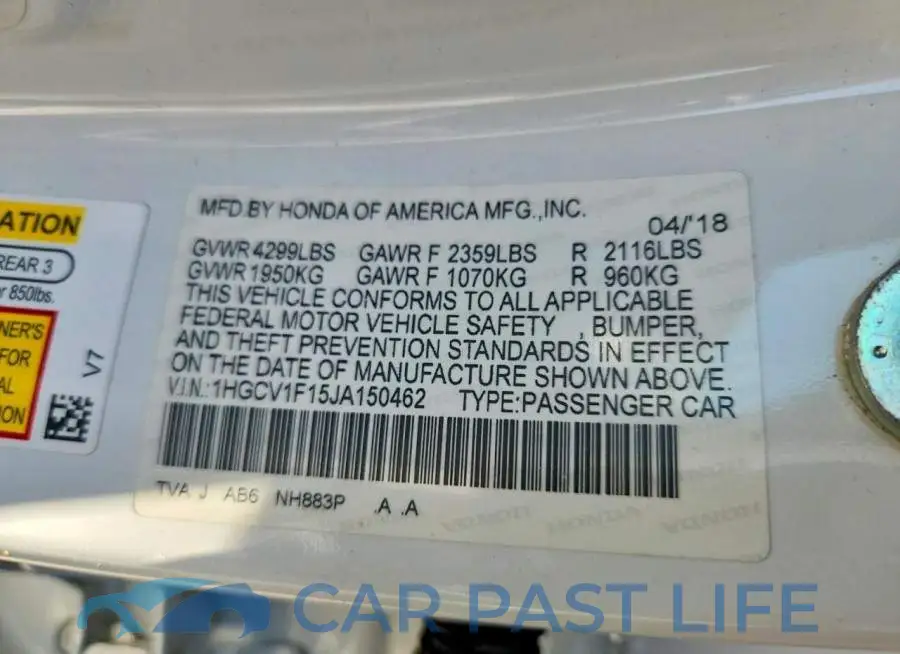 1HGCV1F15JA150462# 12