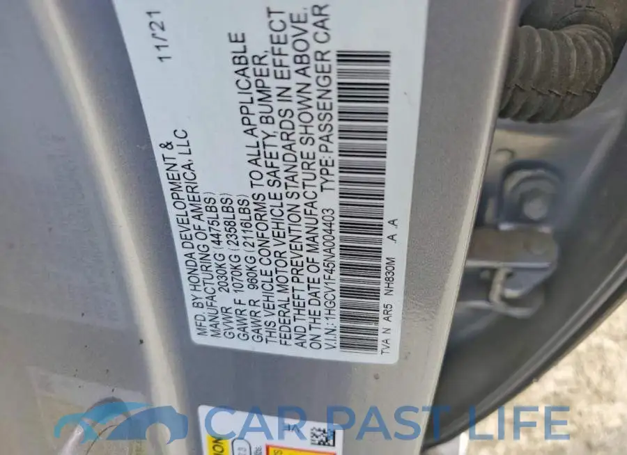 1HGCV1F45NA004403# 13
