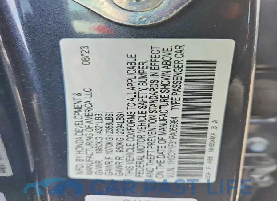 1HGCY1F31PA056984# 13