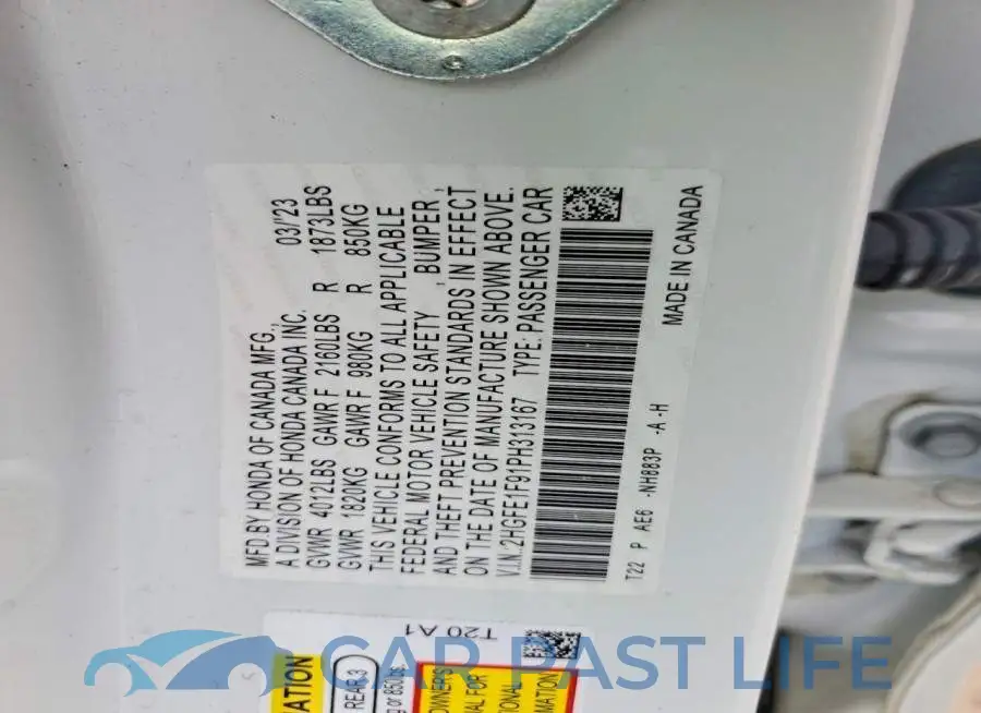 2HGFE1F91PH313167# 12