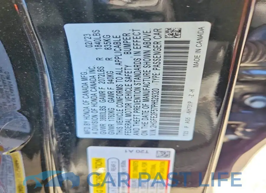 2HGFE2F57PH529320# 12
