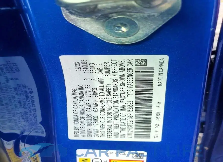 2HGFE2F59PH525592# 12