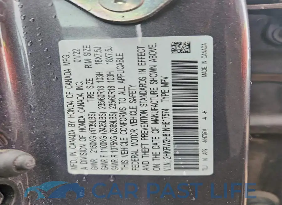 2HKRW2H81NH617574# 12