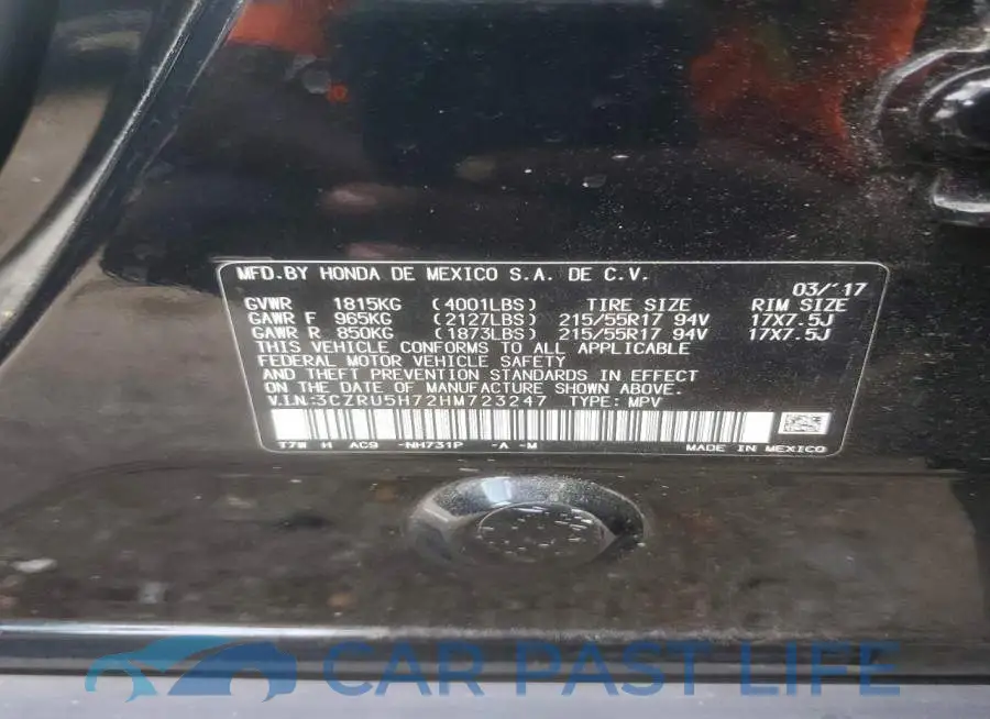 3CZRU5H72HM723247# 13