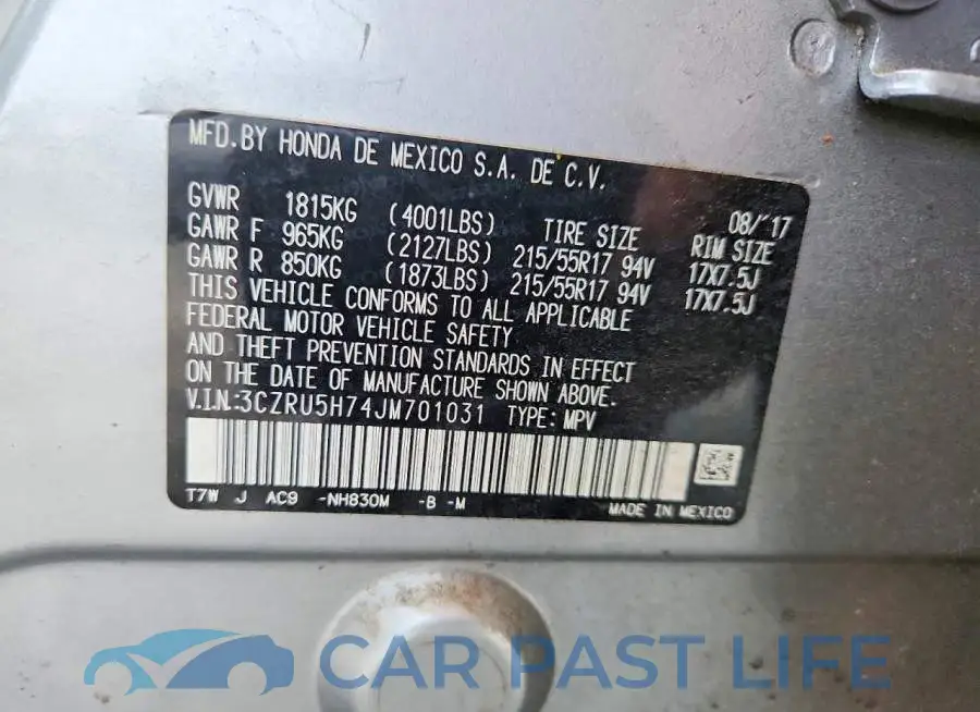 3CZRU5H74JM701031# 13