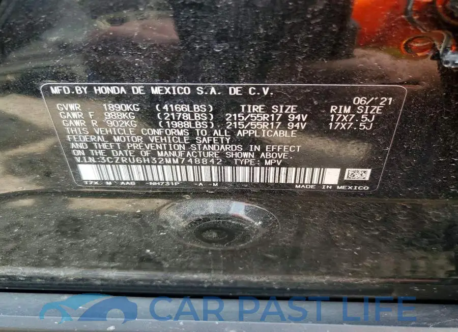 3CZRU6H32MM748842# 12