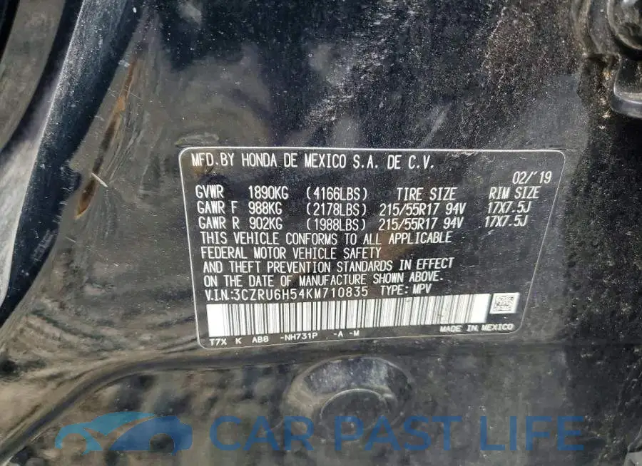 3CZRU6H54KM710835# 13