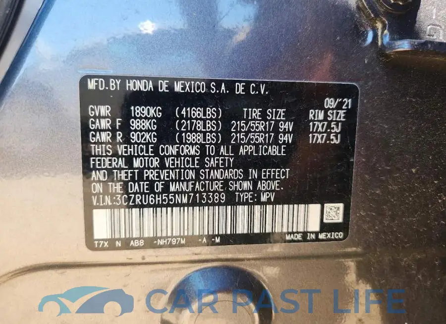3CZRU6H55NM713389# 12
