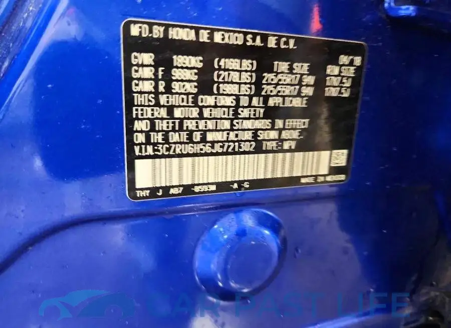 3CZRU6H56JG721302# 14