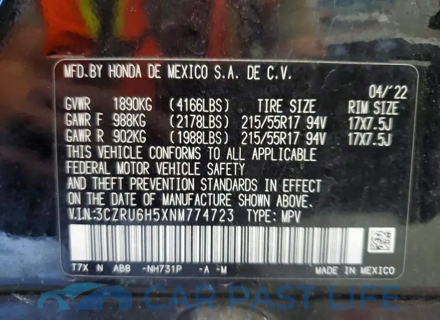 3CZRU6H5XNM774723# 13