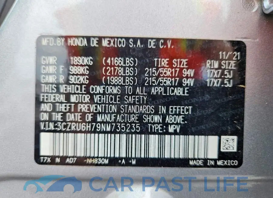 3CZRU6H79NM735235# 13