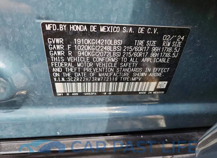 3CZRZ2H73RM772118# 12