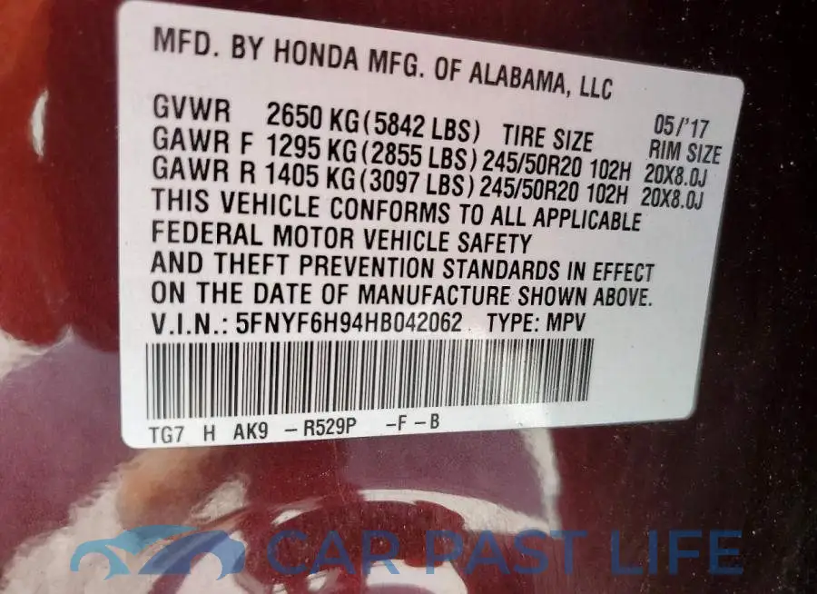 5FNYF6H94HB042062# 13
