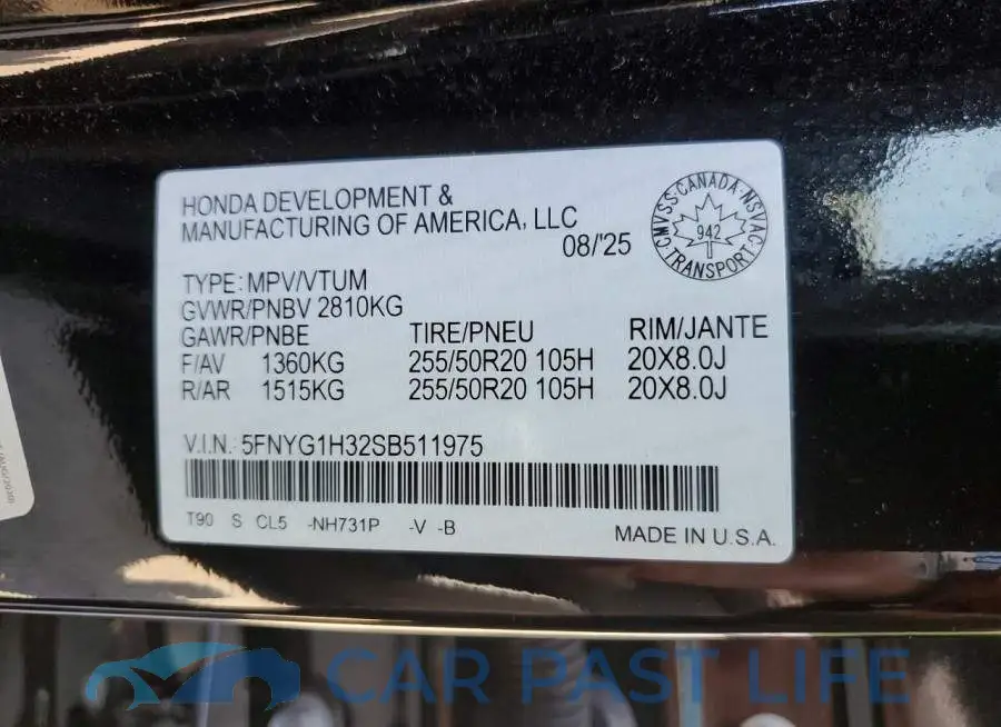 5FNYG1H32SB511975# 13