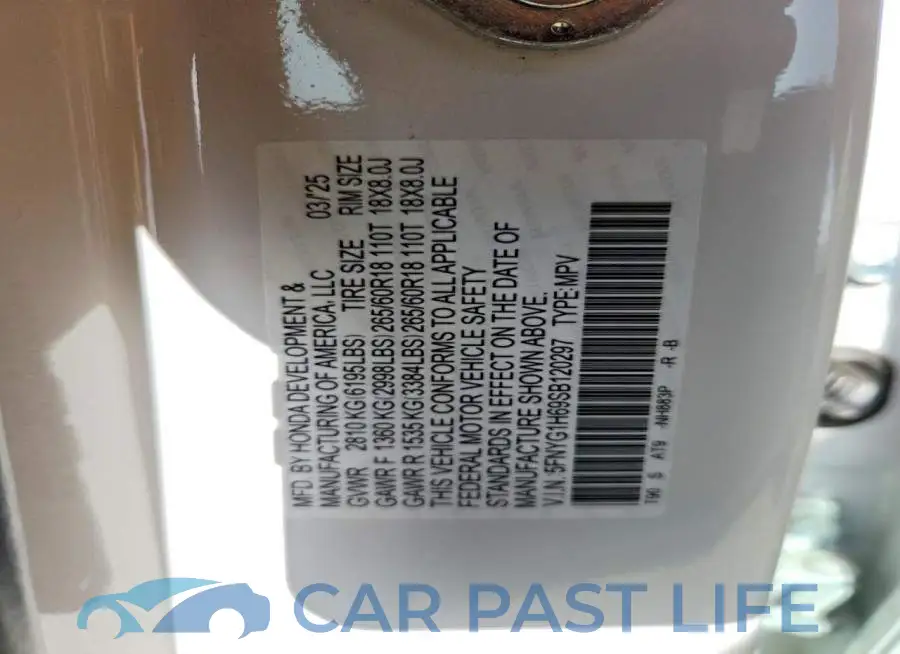 5FNYG1H69SB120297# 12