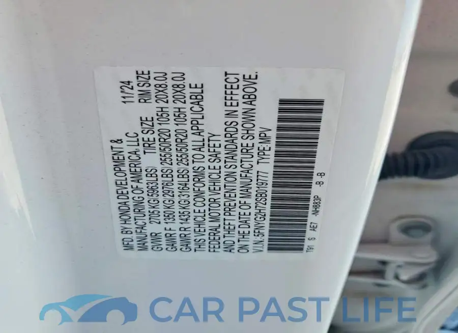 5FNYG2H72SB019777# 13