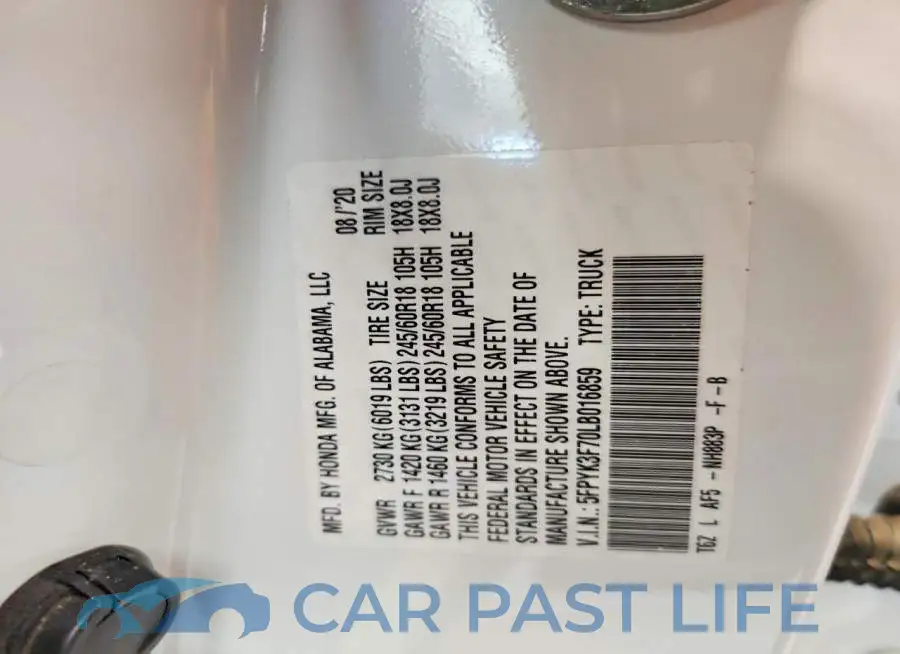 5FPYK3F70LB016859# 12