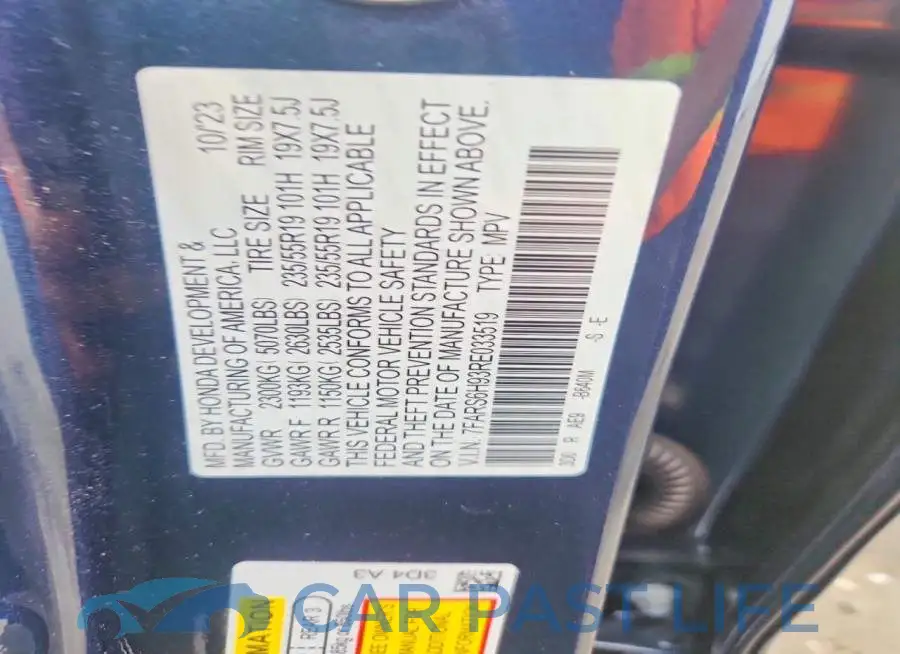 7FARS6H93RE033519# 13