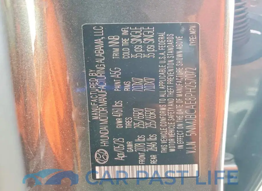 5NMJBCAE8PH257072# 14