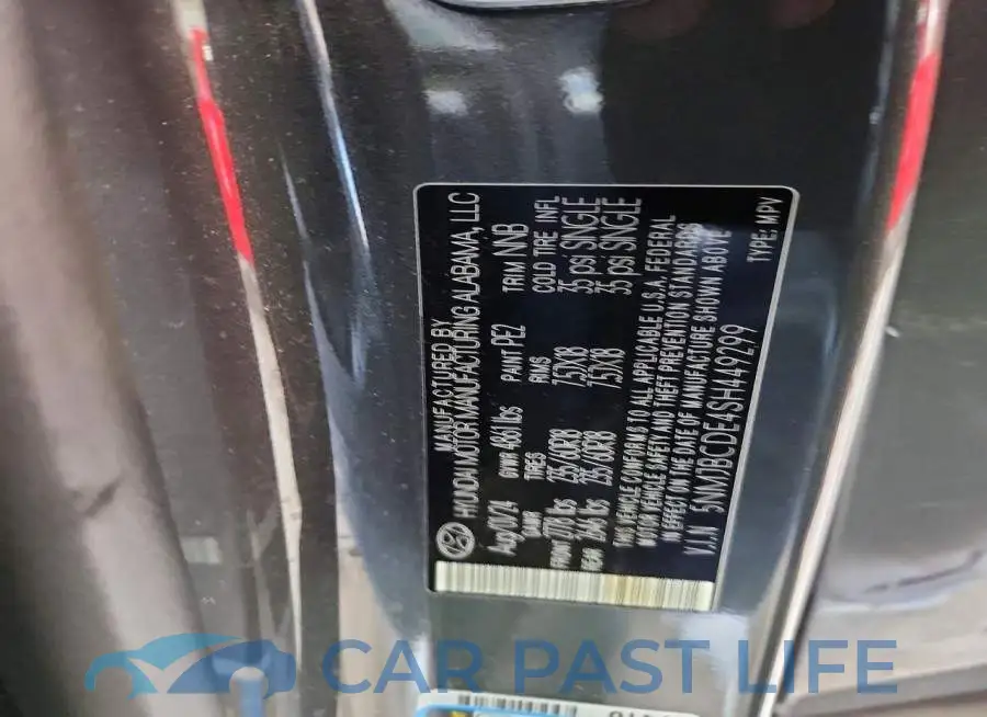 5NMJBCDE4SH449299# 13