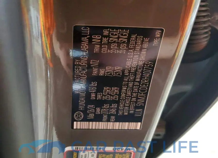 5NMJFCDE2RH407759# 13