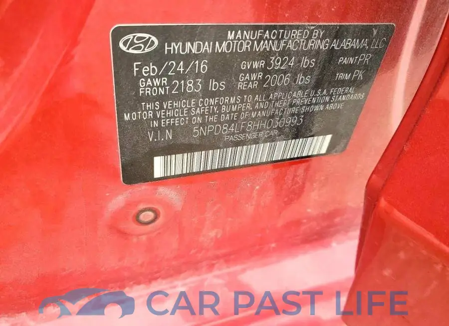 5NPD84LF8HH030993# 12