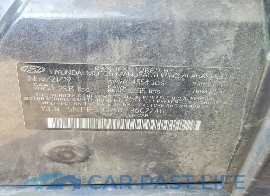 5NPEG4JA8LH007740# 12