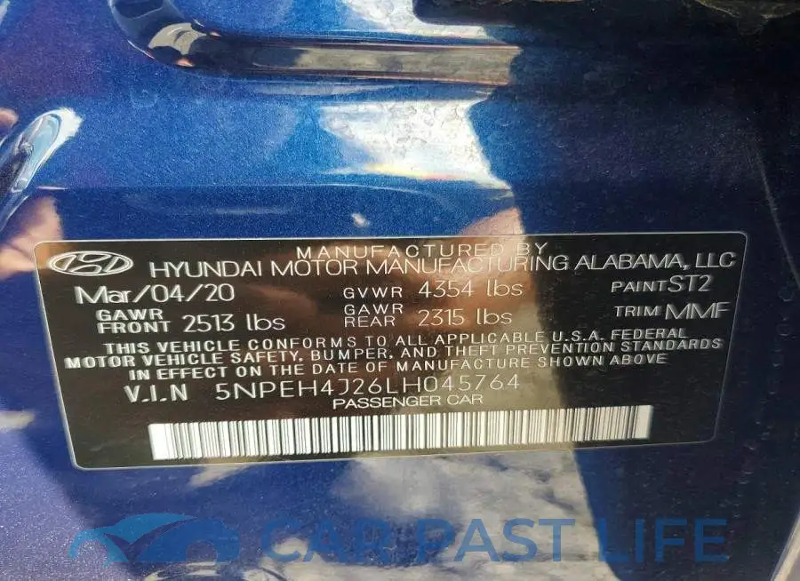 5NPEH4J26LH045764# 12