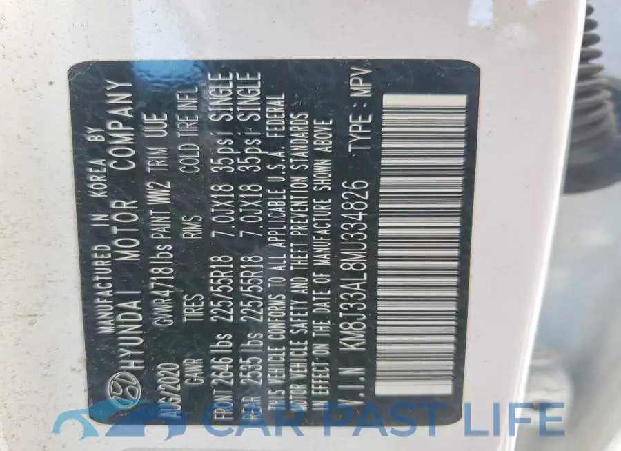 KM8J33AL8MU334826# 12