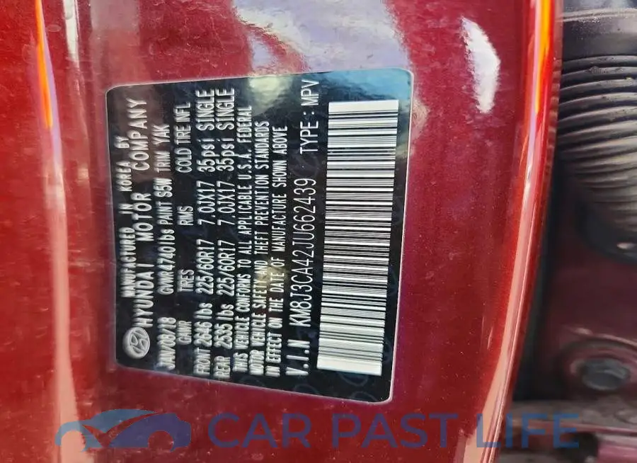KM8J3CA42JU662439# 12