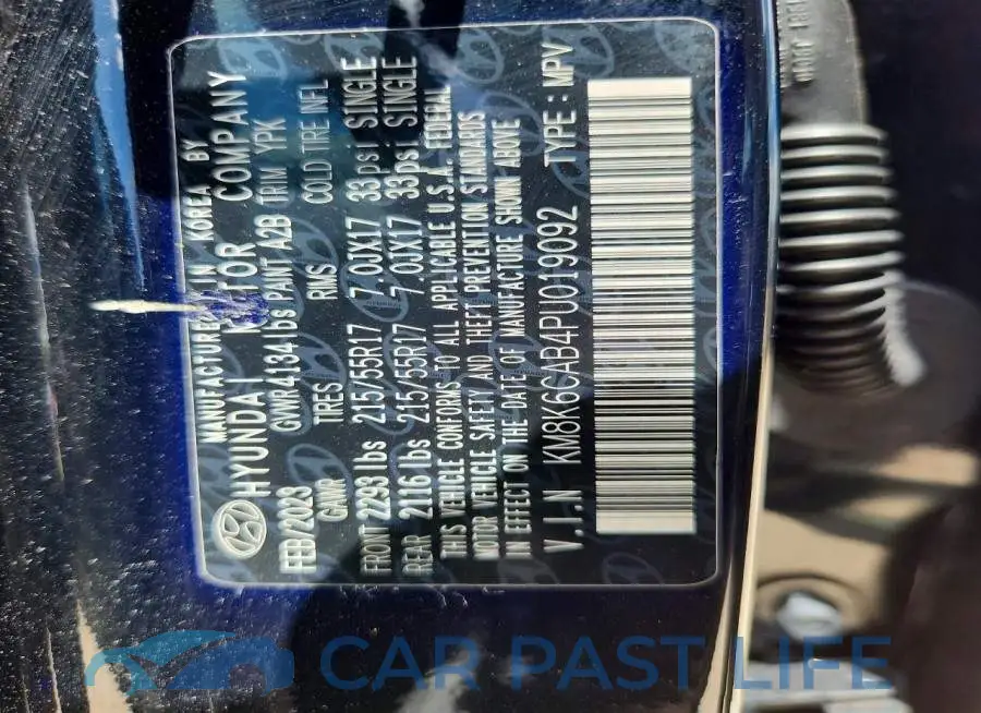 KM8K6CAB4PU019092# 14