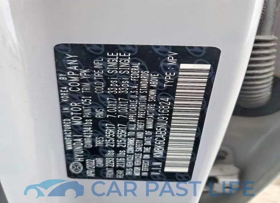 KM8K6CAB5NU916824# 12