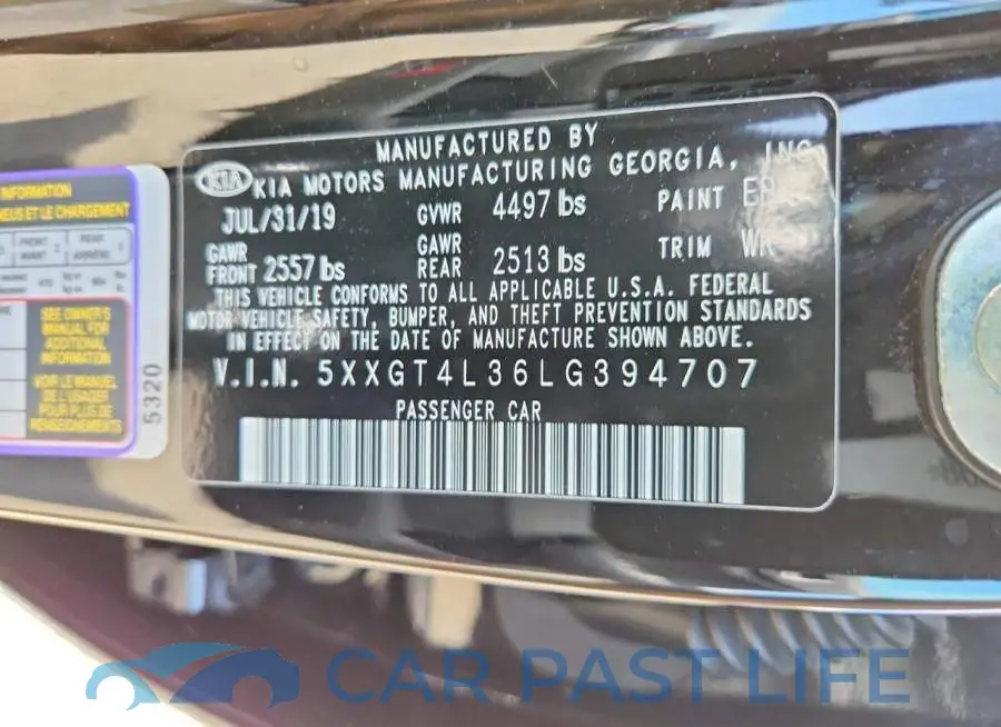 5XXGT4L36LG394707# 12