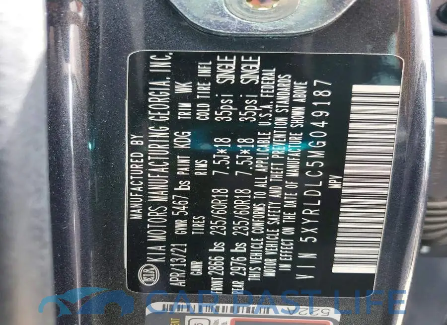 5XYRLDLC5MG049187# 13