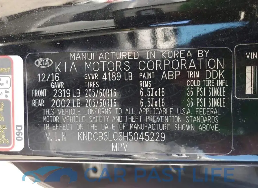 KNDCB3LC6H5045229# 12