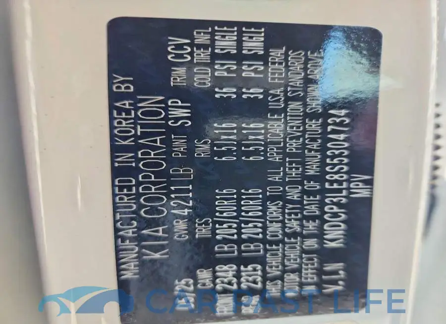 KNDCP3LE8S5304734# 14